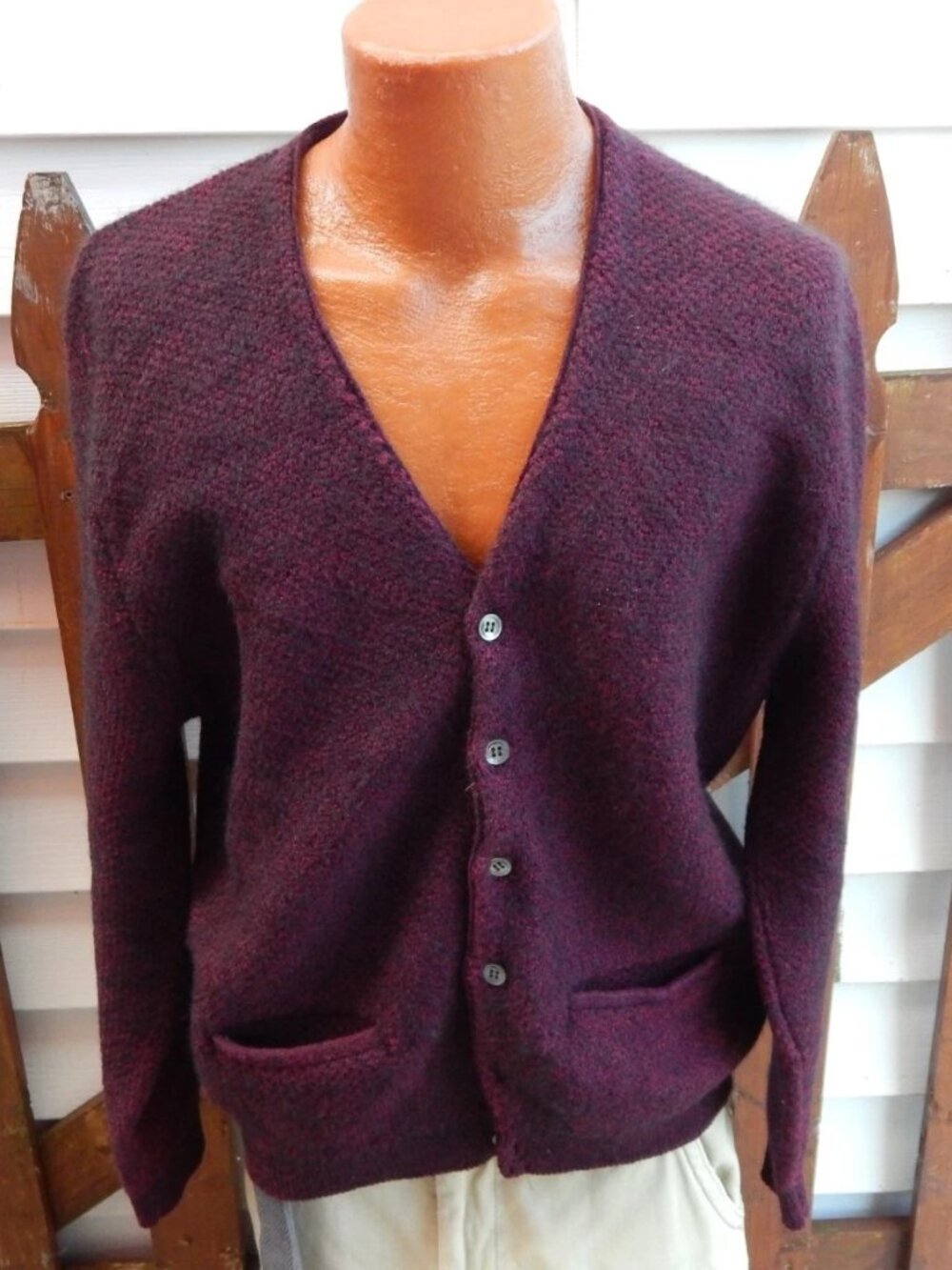 Vintage 60s 70s Manhatten Mohair Sweater Cobain Cardigan Grunge Large ******